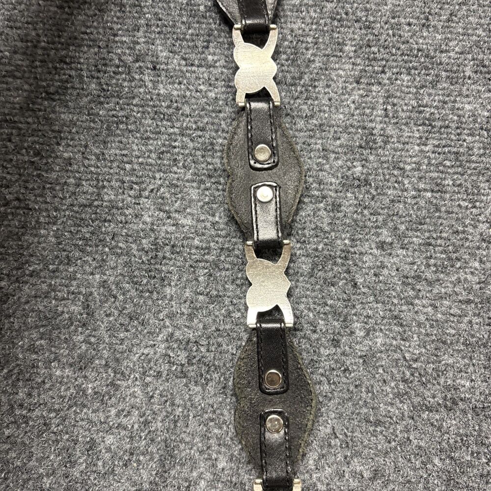 Tony Lama Heart Concho Silver Tone Western Cowgirl Black Leather Belt Size 30 - Picture 9 of 13